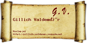 Gillich Valdemár névjegykártya